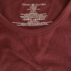 Tommy Hilfiger Tee Men's XL Long Sleeve Waffle-Knit Crew Neck Maroon NWT