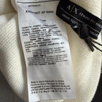Armani Exchange Milano / New York Knit Beanie One Size Folded Cuff White