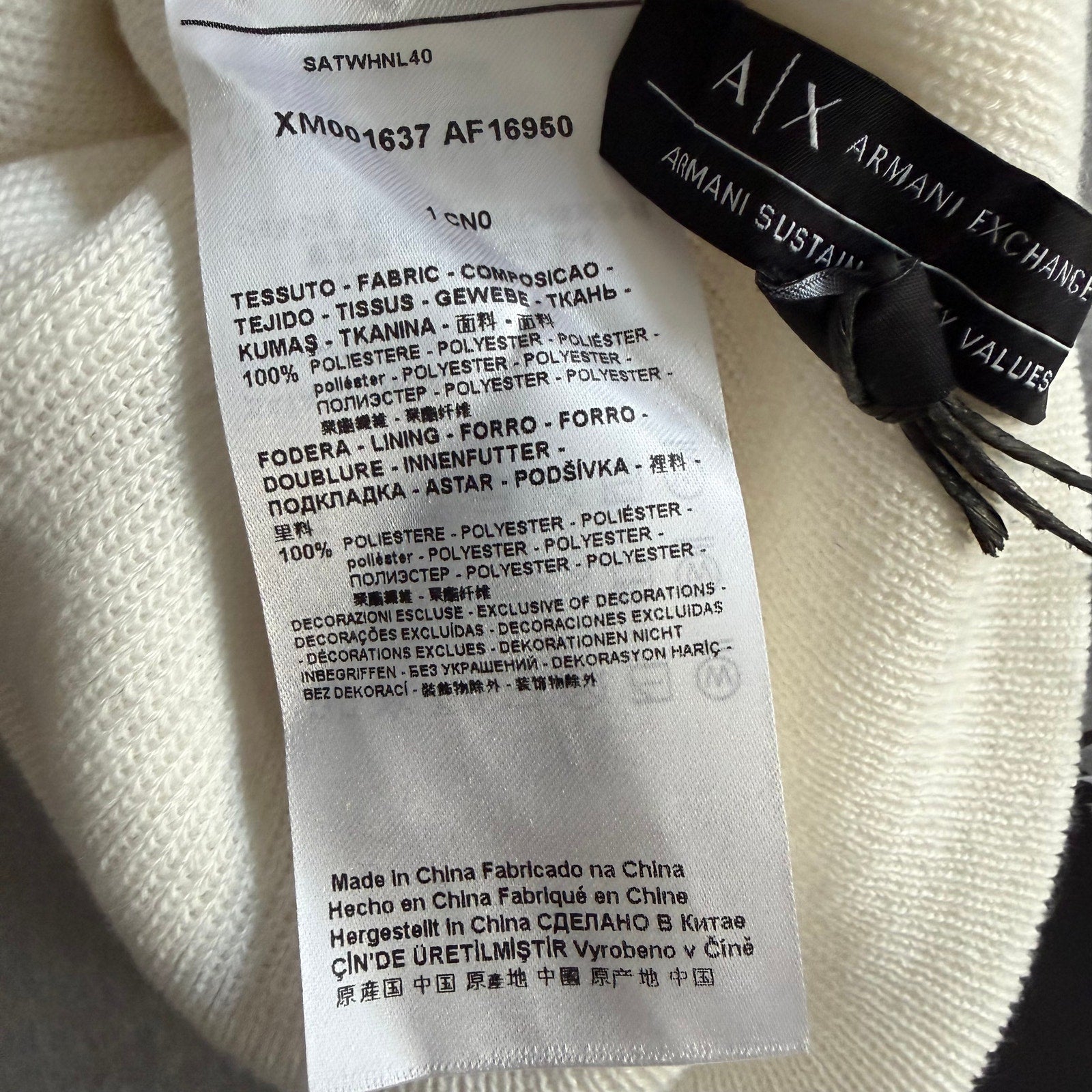 Armani Exchange Milano / New York Knit Beanie One Size Folded Cuff White