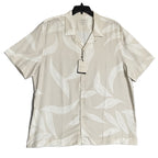 Bugatchi Shirt Men's XXL Classic Fit Camp Collar Short Sleeve Almond Leaf