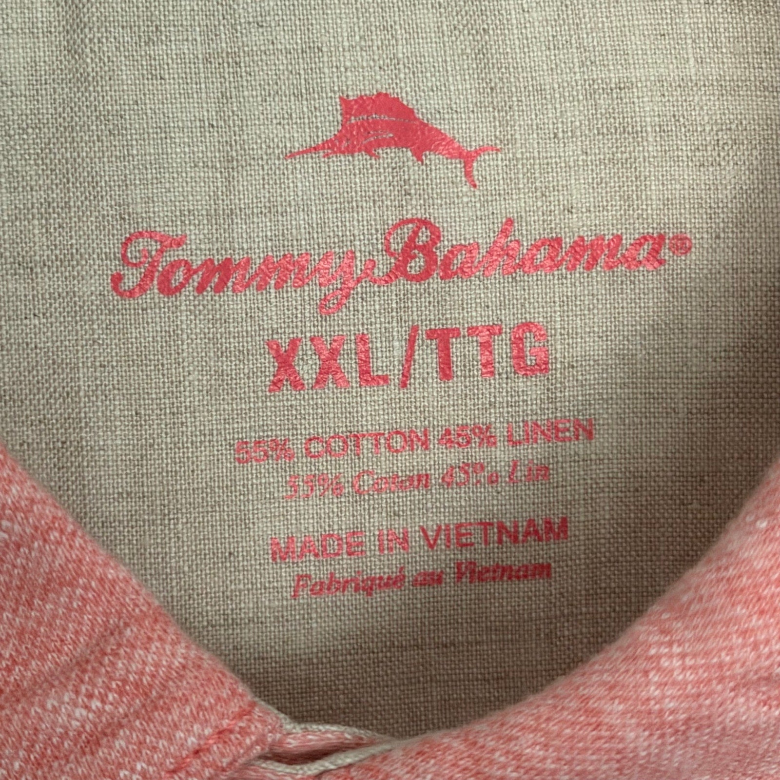 Tommy Bahama Shirt Men's XXL "Laurito Beach Polo" Dubarry Coral Heather