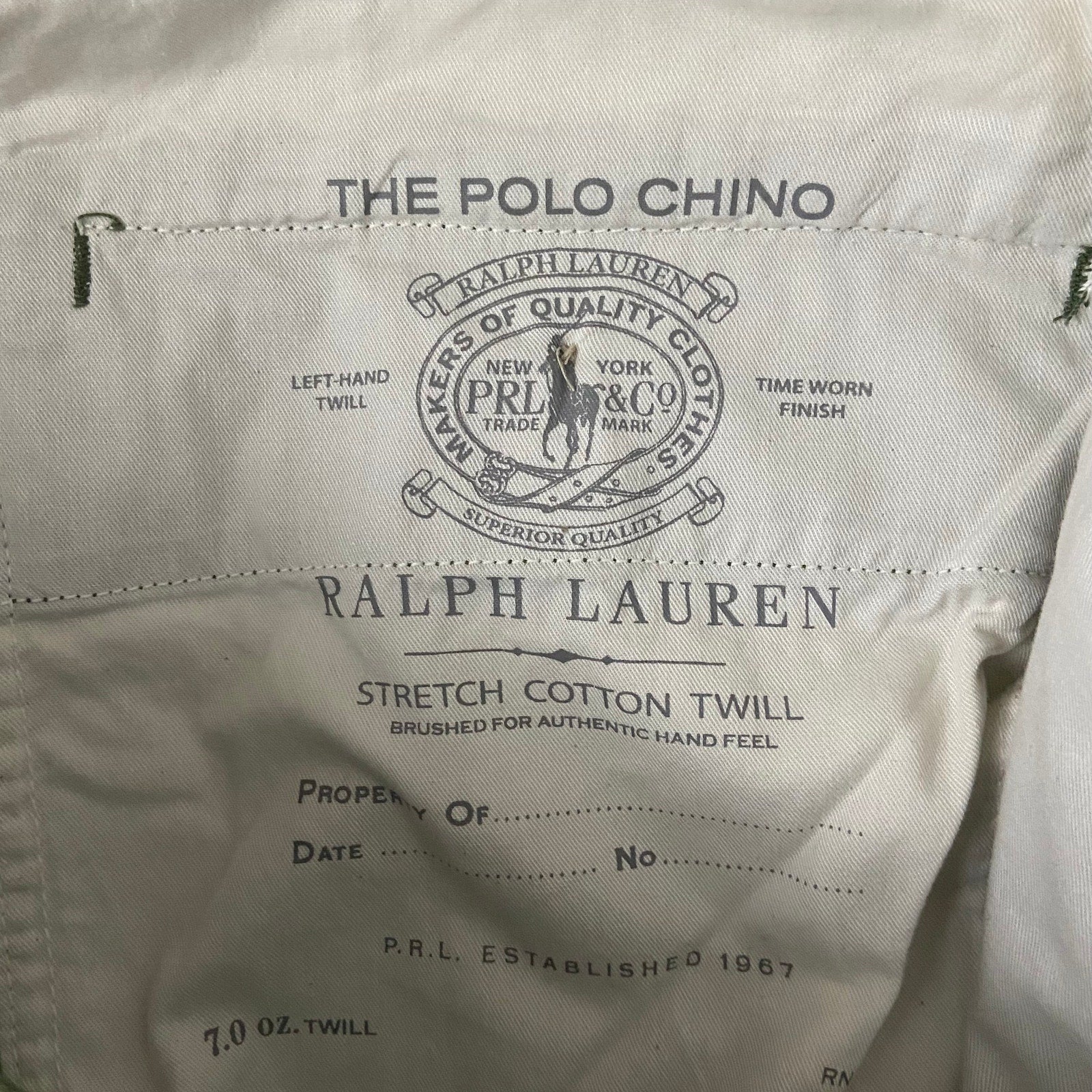 Polo Ralph Lauren Pants Men's 30x30 Stretch Cotton Twill Chino Olive