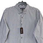 Michael Kors Shirt Men's XXL Slim Fit Long Sleeve Stretch Grey Pinstripe