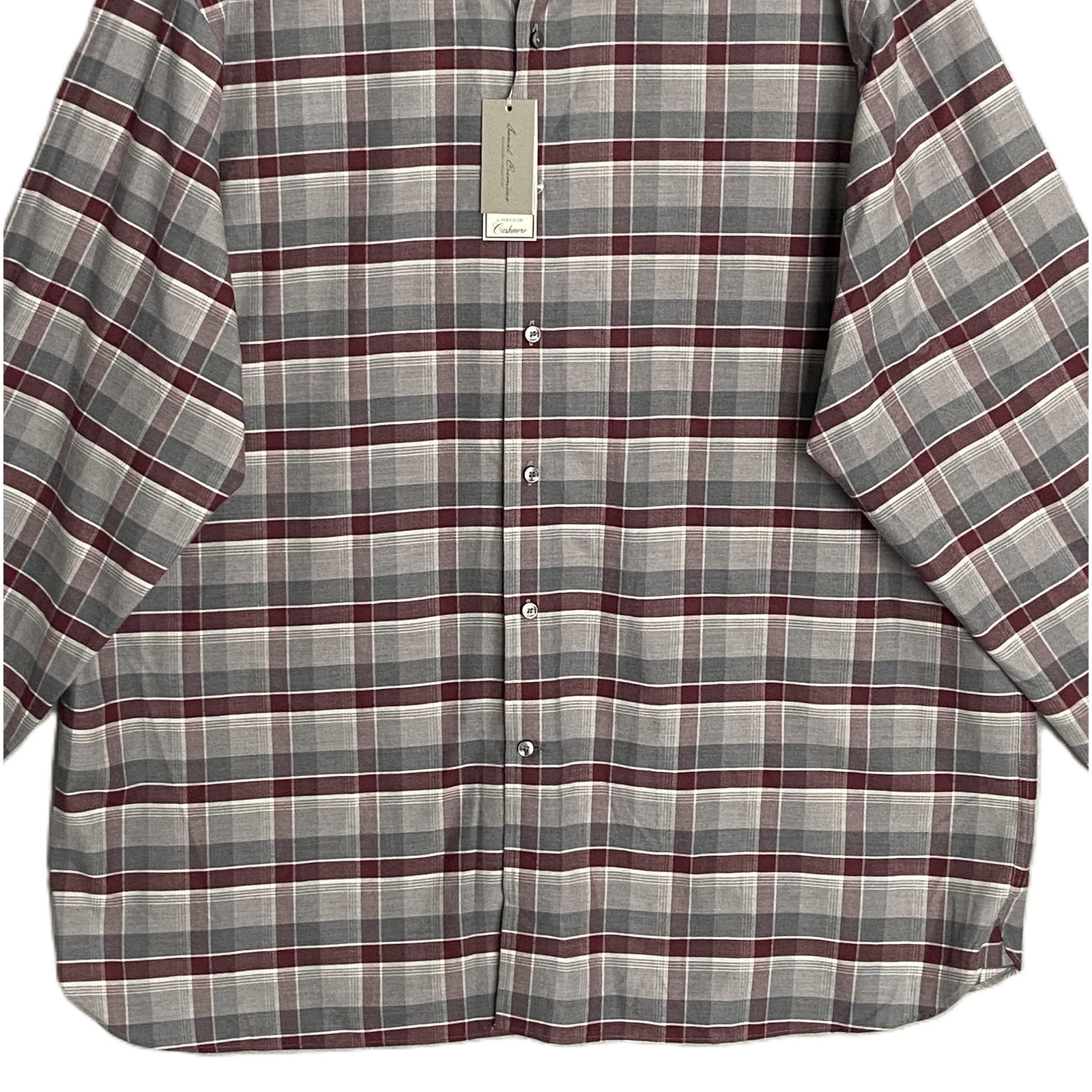 Daniel Cremieux Shirt Men's XXL Supima Cotton Cashmere Blend Gray/Wine Check