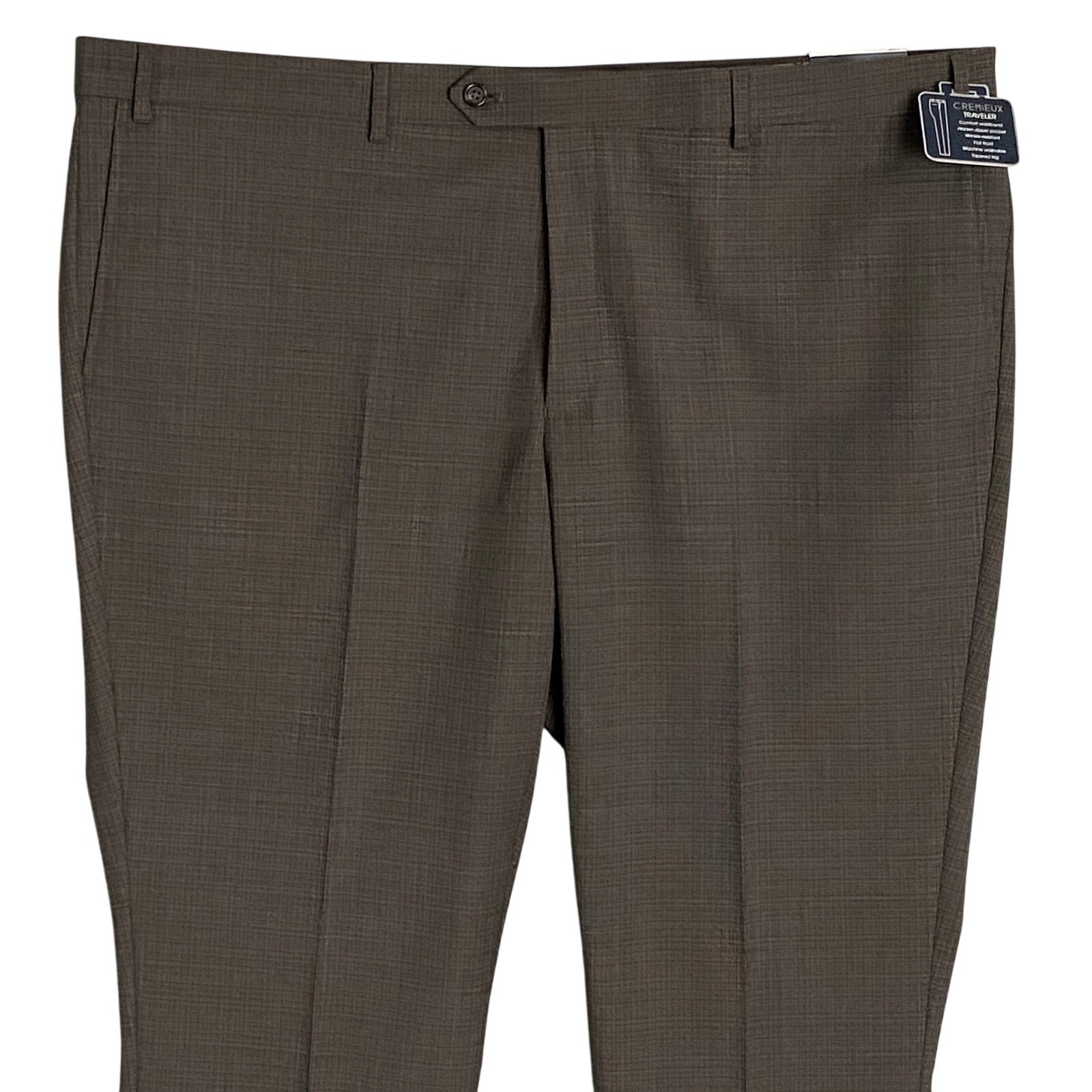 Daniel Cremieux Dress Pants Traveler Men's 46R Raw Hem Comfort Waistband Tan