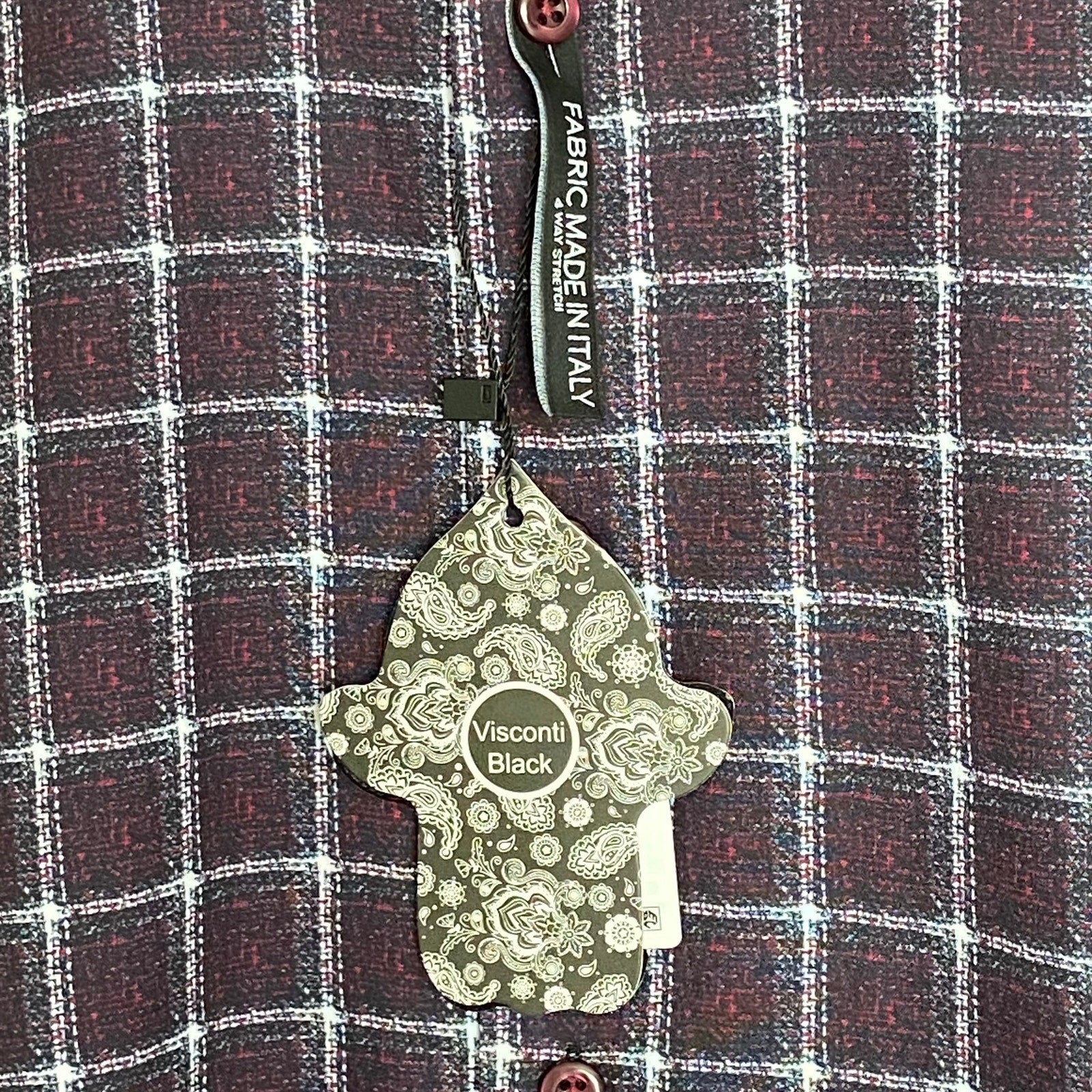 Visconti Black Casual Shirt Men's Small Italian Fabric Stretch Burgundy