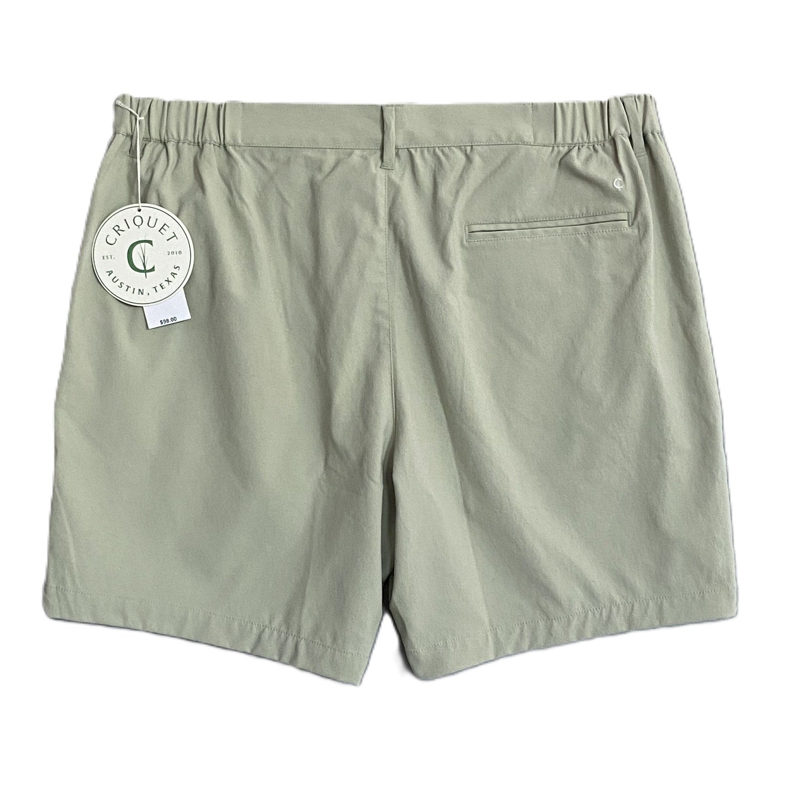 Criquet Shorts Men's Medium Woven Shorts Flat Front Stretch Fabric Sage NEW