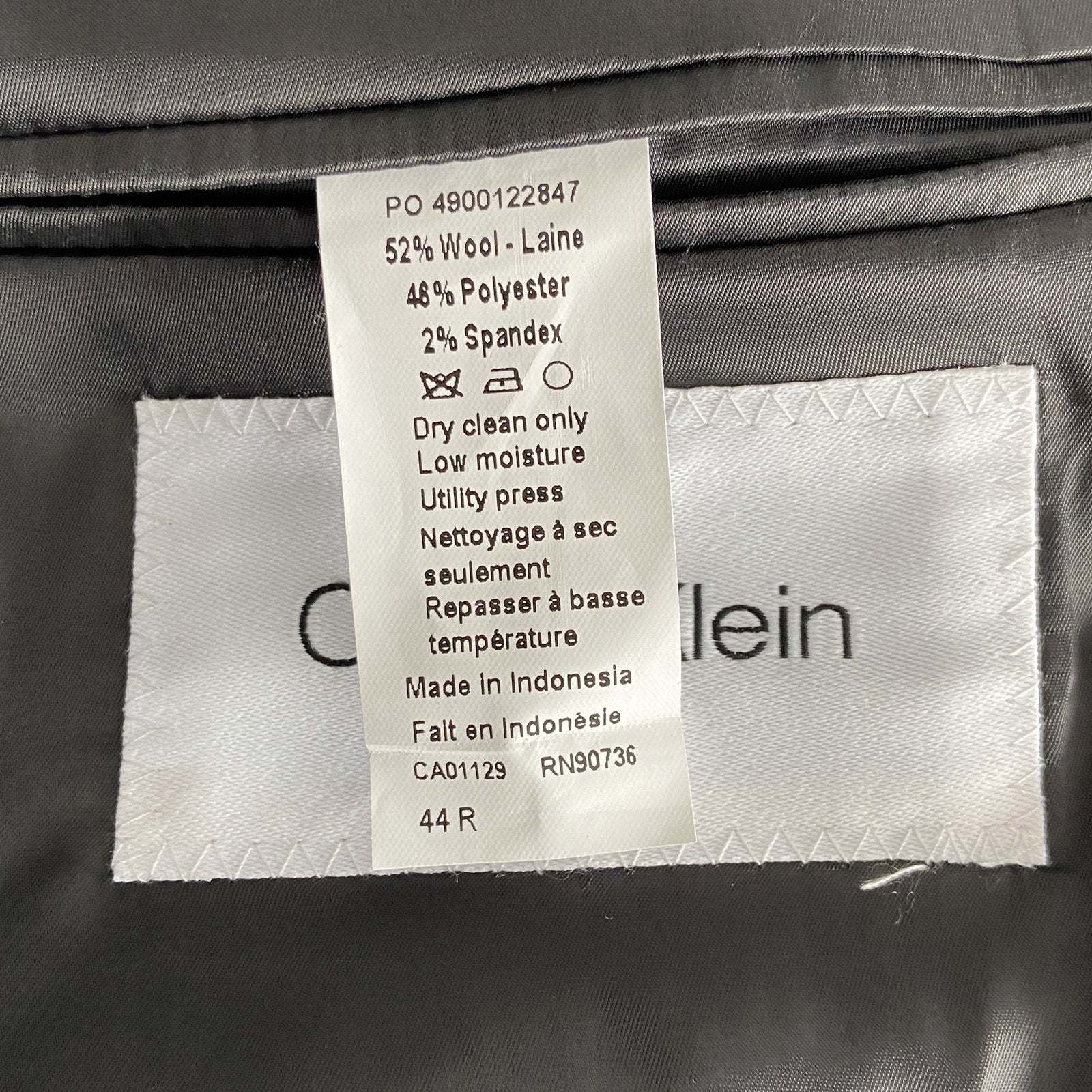 Calvin Klein Suit Jacket Men's 44 Regular Milo Skinny Wool Stretch Eggplant