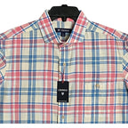 Daniel Cremieux 38 Men's Large Short Sleeve Button-Up Shirt Pink & Blue