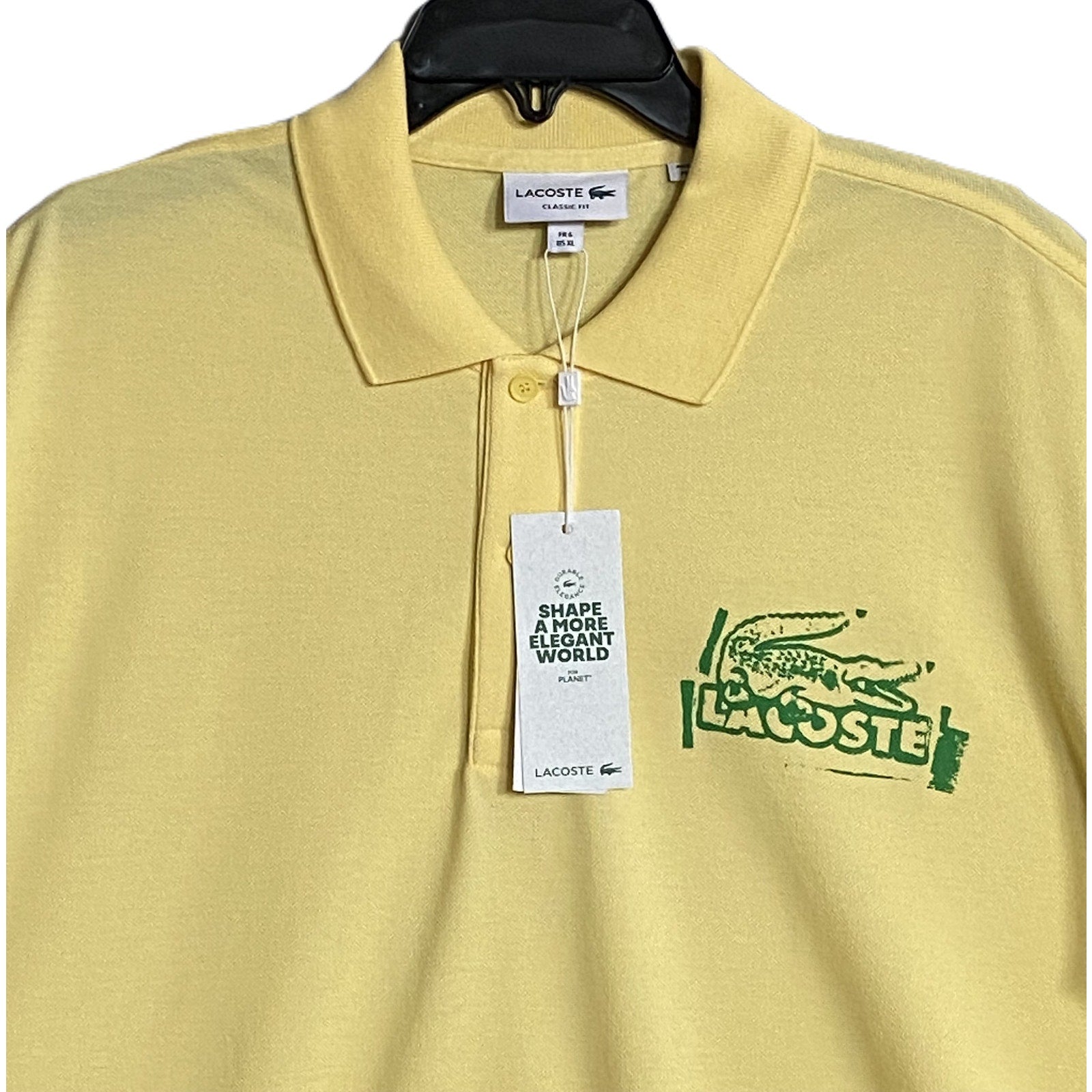 Lacoste Polo Shirt Men's XL Classic Fit Short Sleeve Cotton Yellow