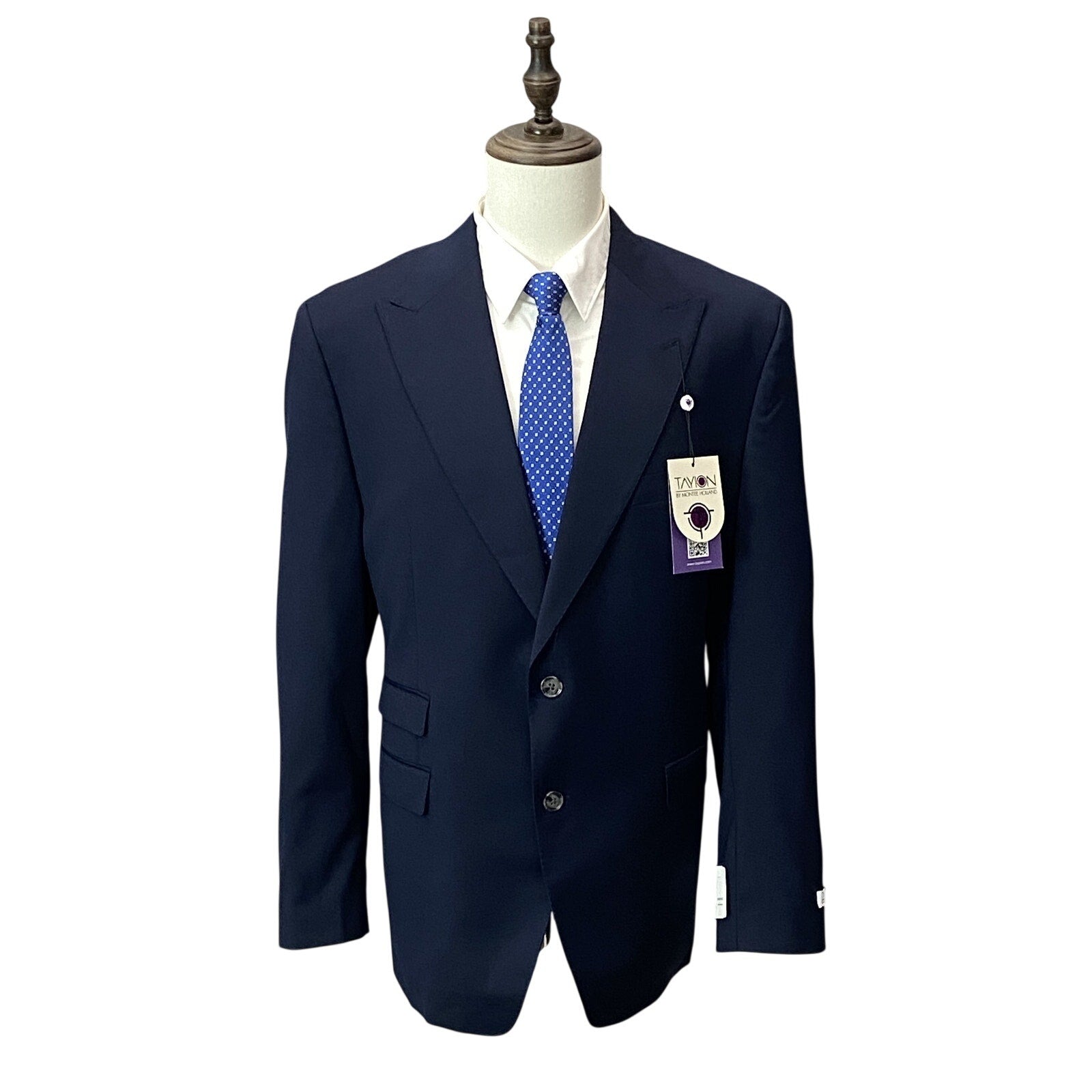 Tayion Suit Jacket Men's 44 Regular Acountour Peak Lapel Navy Blue