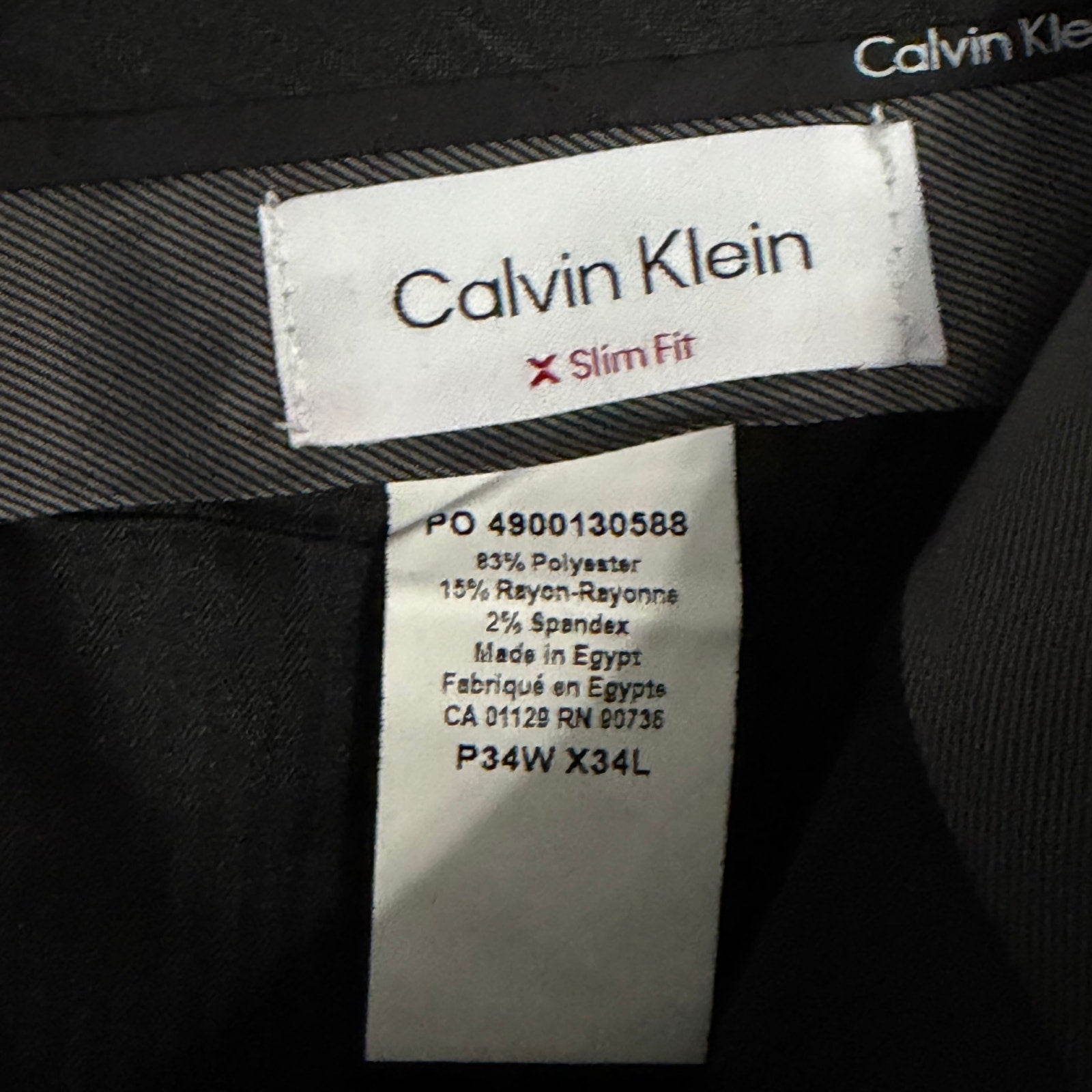 Calvin Klein Dress Pants Men's 34"x34" Slim Fit Stretch Jerome Medium Grey