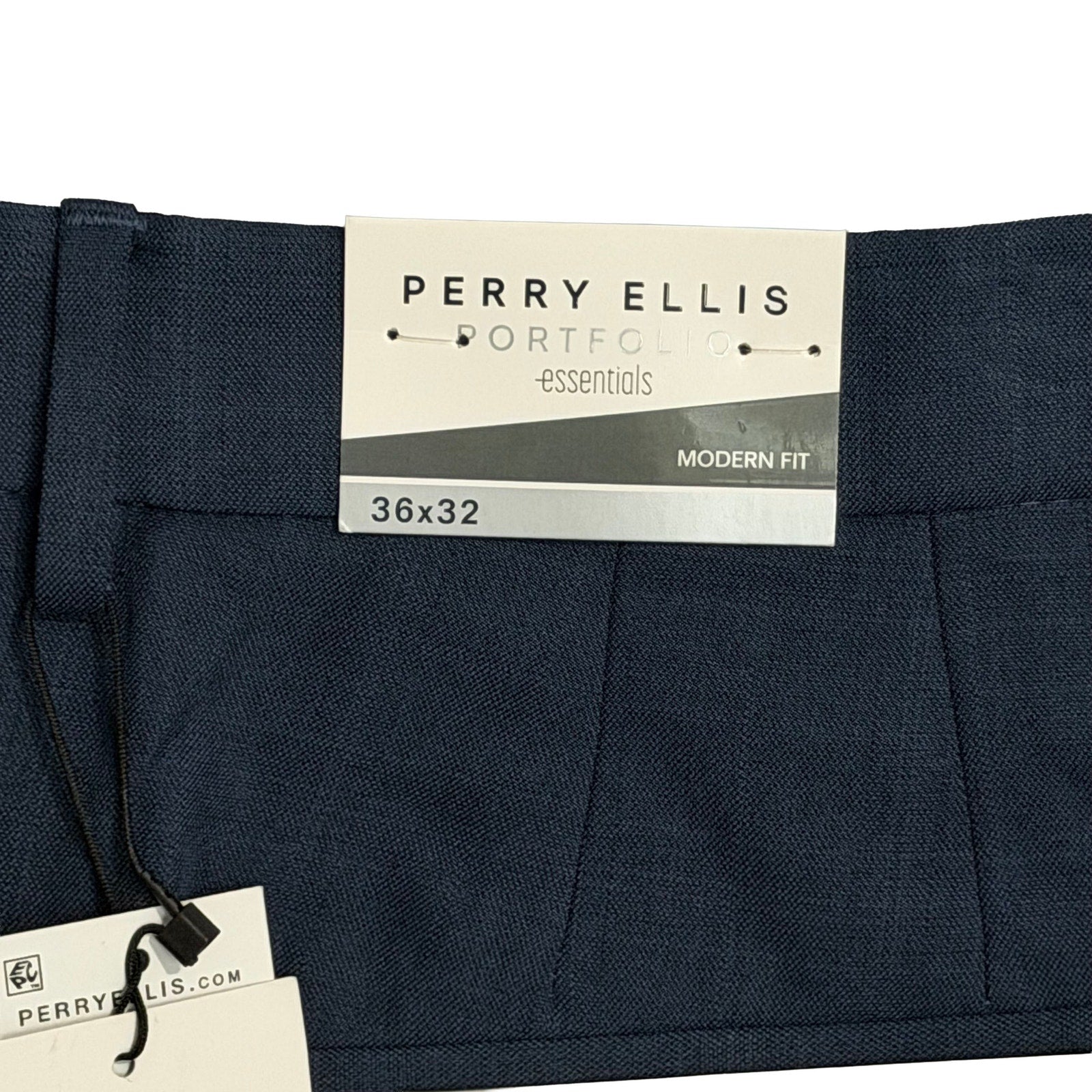 Perry Ellis Portfolio Pants Men's 36"x32" Modern Fit Dress Pants Mood Indigo