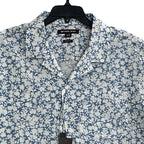 Michael Kors Camp Shirt Men's XL Relaxed Fit Blue Chambray White Floral