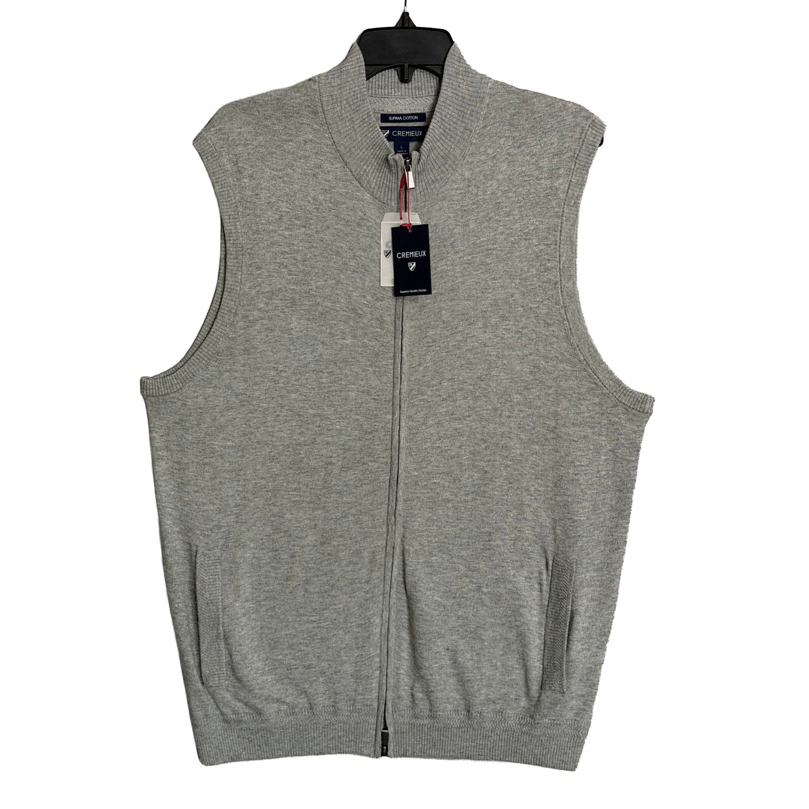 Daniel Cremieux Sweater Vest Men's Large Full Zip Cotton Cashmere Blend Grey Heather