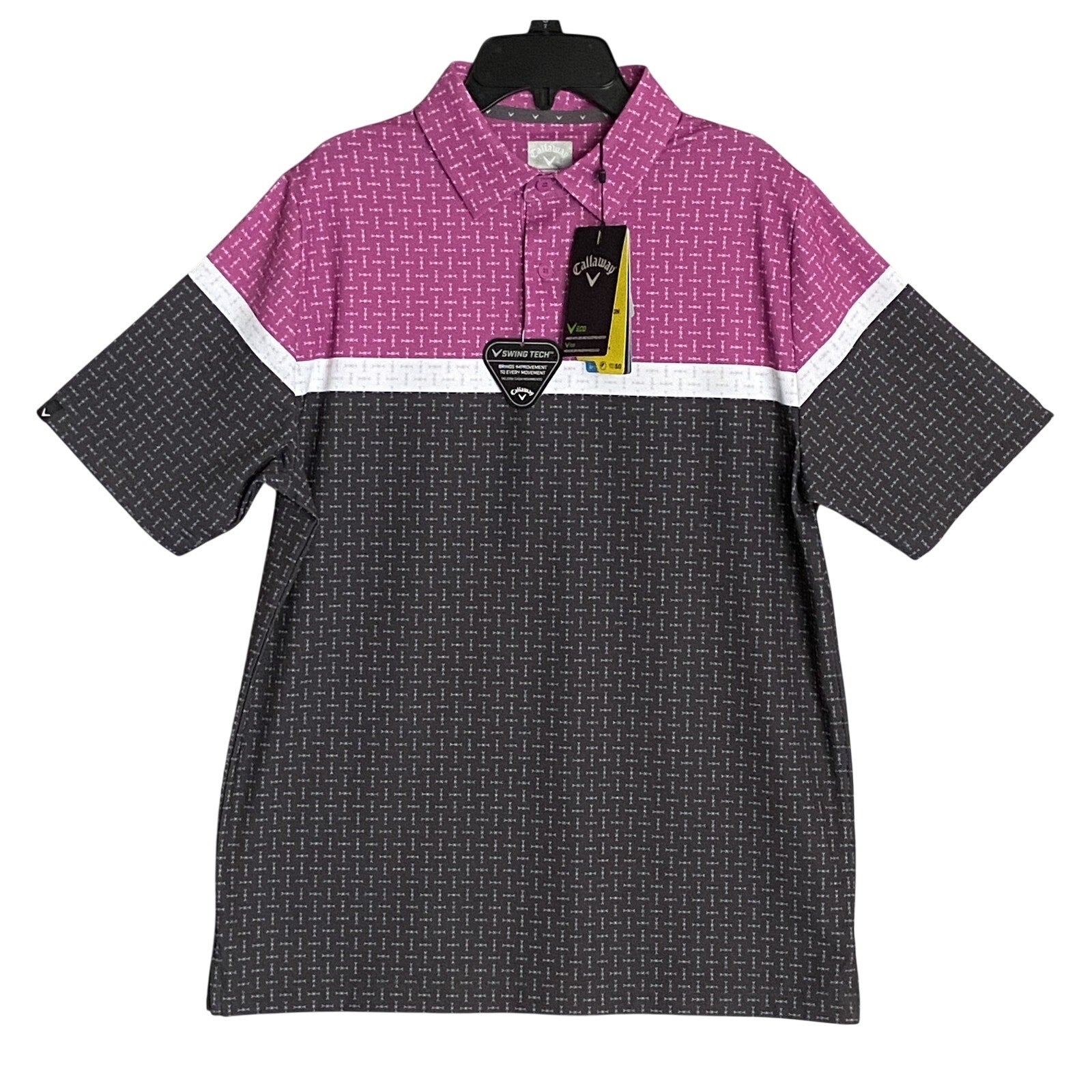 Callaway Polo Shirt Men's Small Swing Tech Short Sleeve UPF 50 Purple Orchid