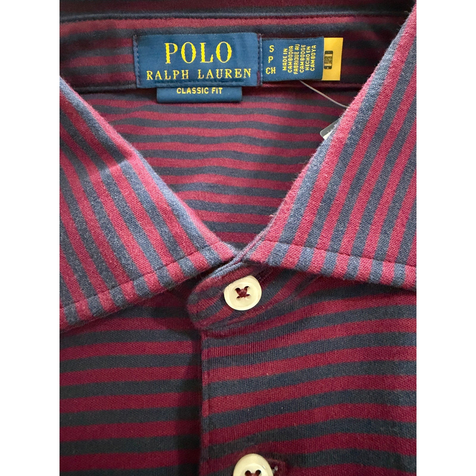 Polo Ralph Lauren Shirt Men's Small Classic Fit Polo Shirt Blue Red Stripe