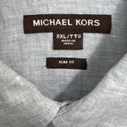 Michael Kors Linen Shirt Men's XXL Slim Fit Short Slv Button-Down Chambray