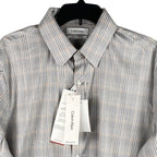 Calvin Klein Dress Shirt Men's Large Extra-Slim Fit Stain Shield Coral Plaid