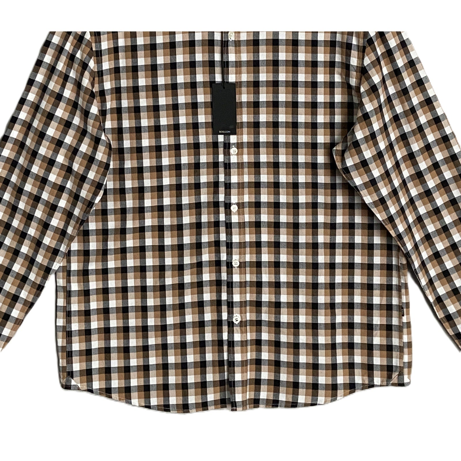 Boss Men's XL Regular Fit Long Sleeve Button-Down Shirt Gingham Print