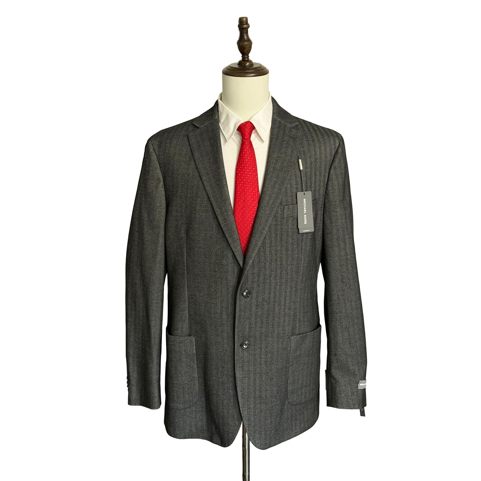 Michael Kors Sport Coat Men's 46 Long Classic Fit Charcoal Herringbone