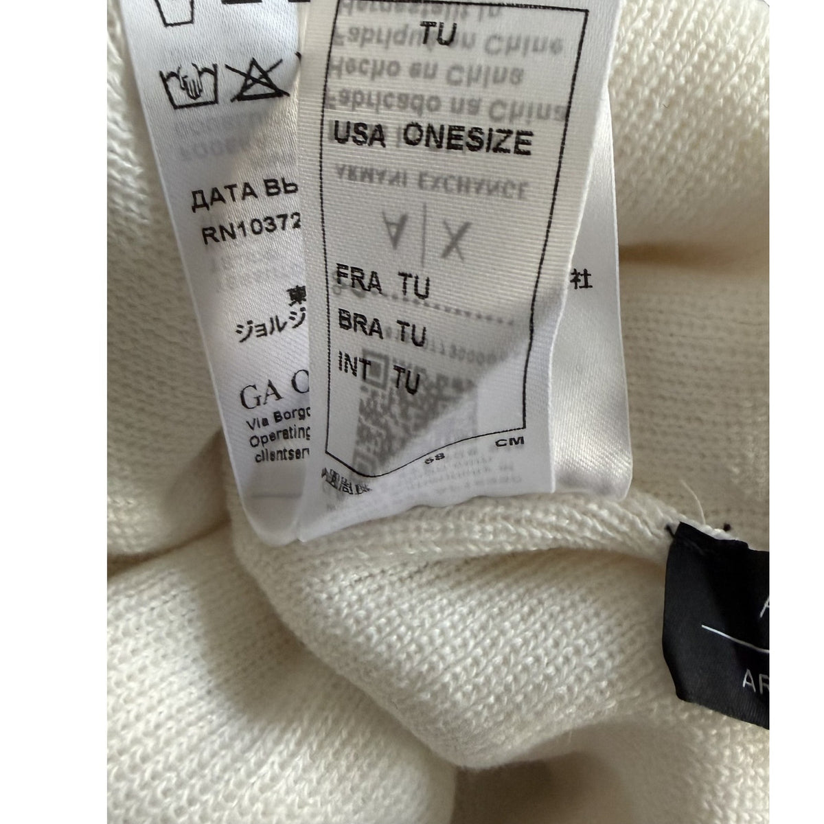 A|X Armani Exchange Milano / New York Knit Beanie One Size Folded Cuff White