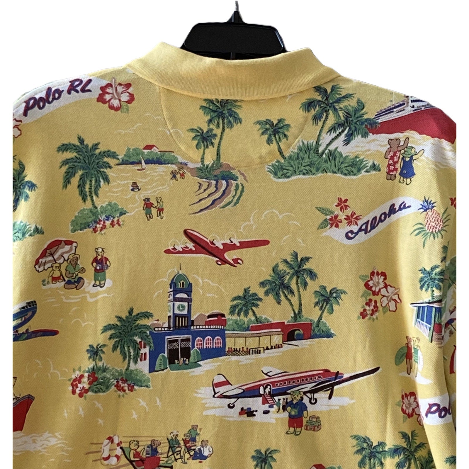 Polo Ralph Lauren Shirt Men's 2XB Big & Tall Polo Yellow Tropical Print