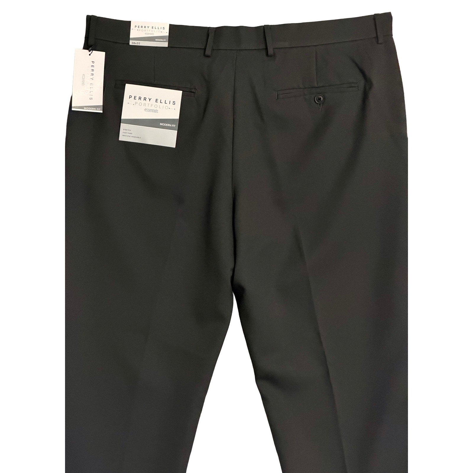 Perry Ellis Portfolio Pants Men's 38"x32" Dress Pants Modern Fit Charcoal