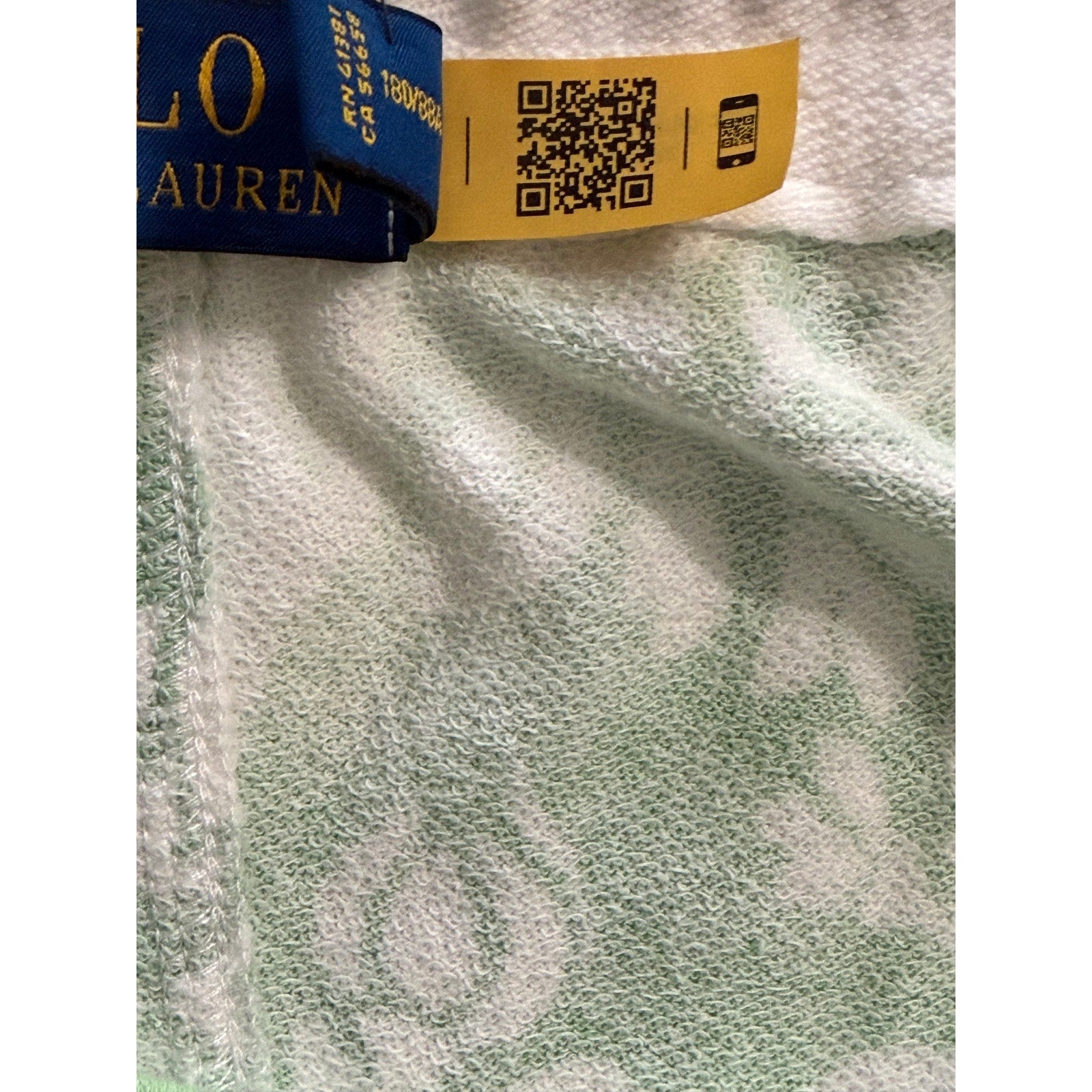 Polo Ralph Lauren Shorts Men's Large Fleece Shorts Drawstring Green White