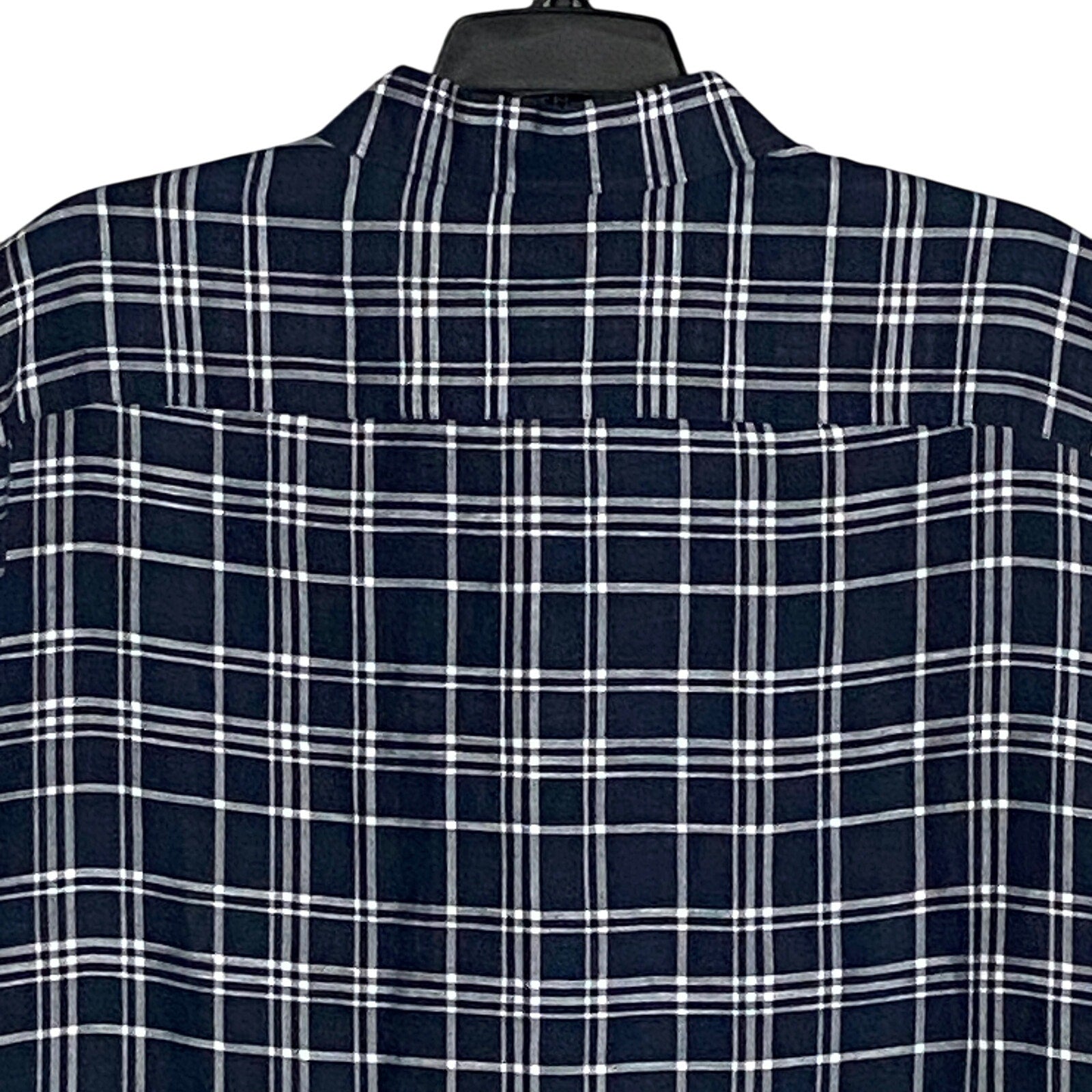 Michael Kors Men's XXL Slim Fit Short Sleeve Shirt Linen Dark Blue Check