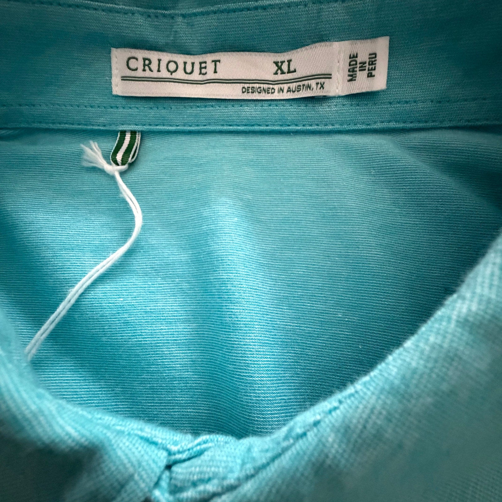Criquet Men's XL Pocket Polo Shirt Pima Cotton Stretch Teal Mirco
