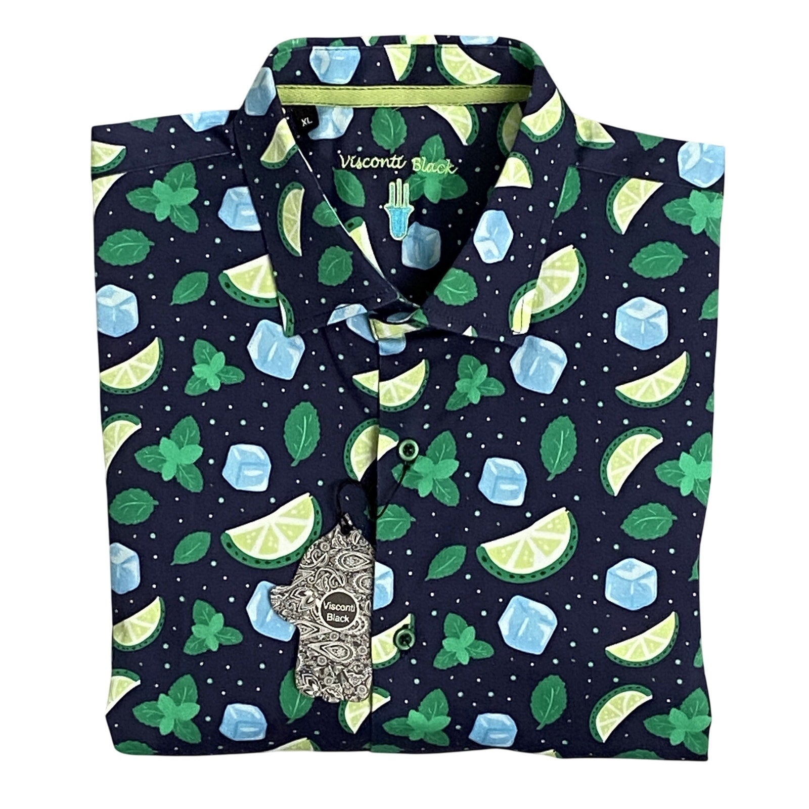 Visconti Black Shirt Men's Small Casual Button-Up Shirt Short Sleeve Stretch