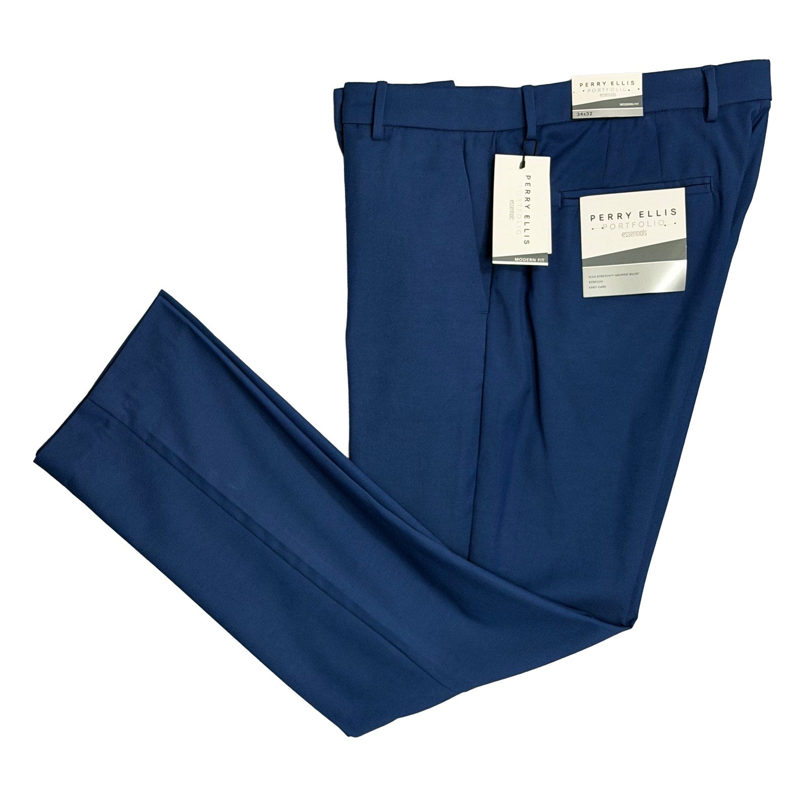Perry Ellis Portfolio Pants Men's 34"x32" Dress Pants Modern Fit Navy