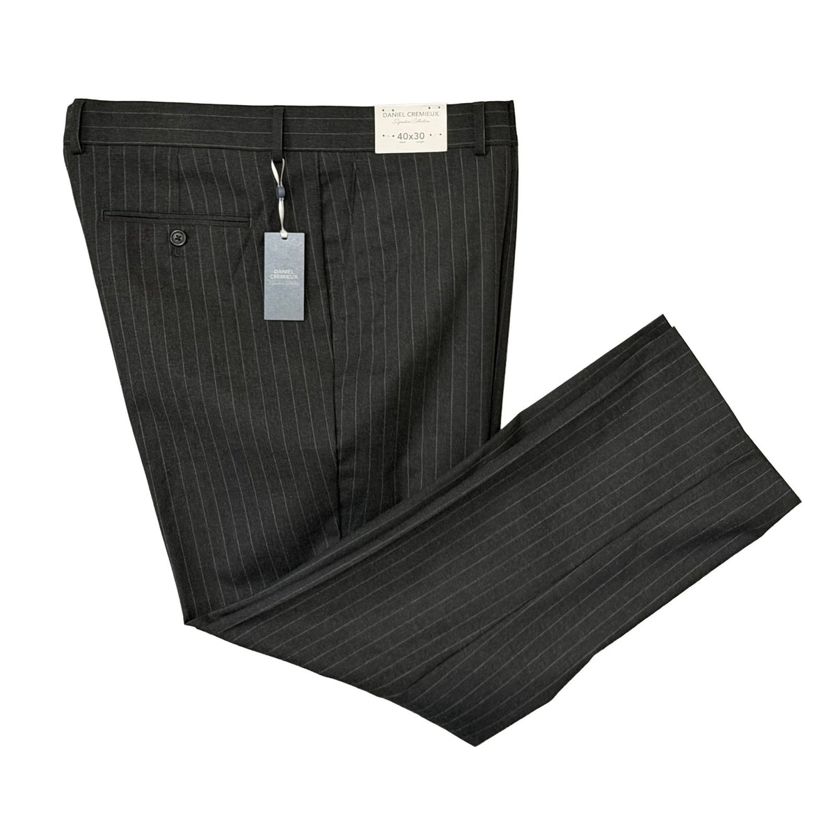 Daniel Cremieux Dress Pants Men's 40"x30" Signature Collection Grey Stripe