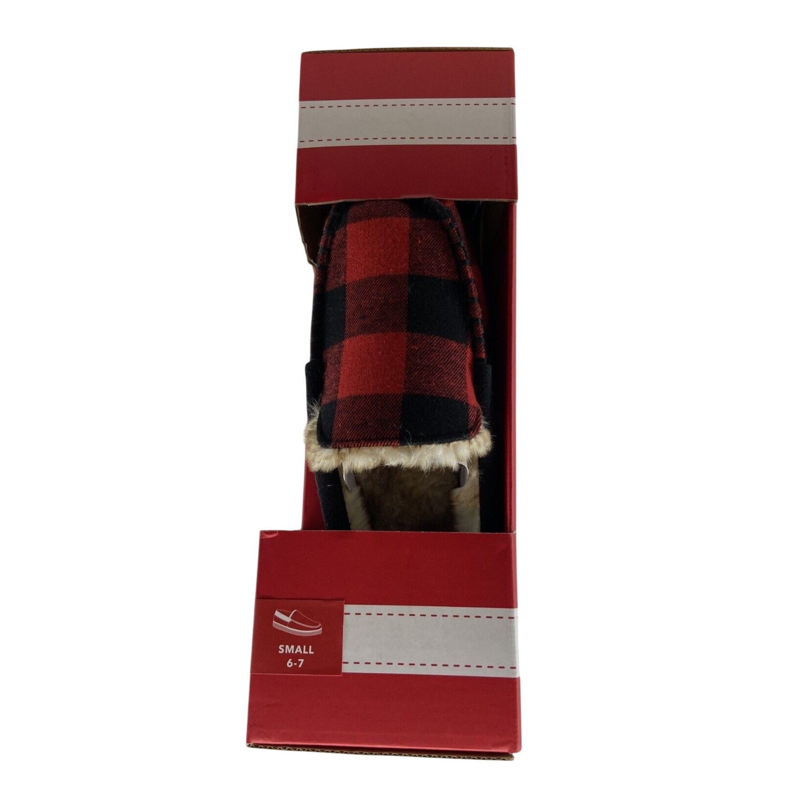 Club Room Men's Cushioned Red Plaid Slippers Size Small 6-7