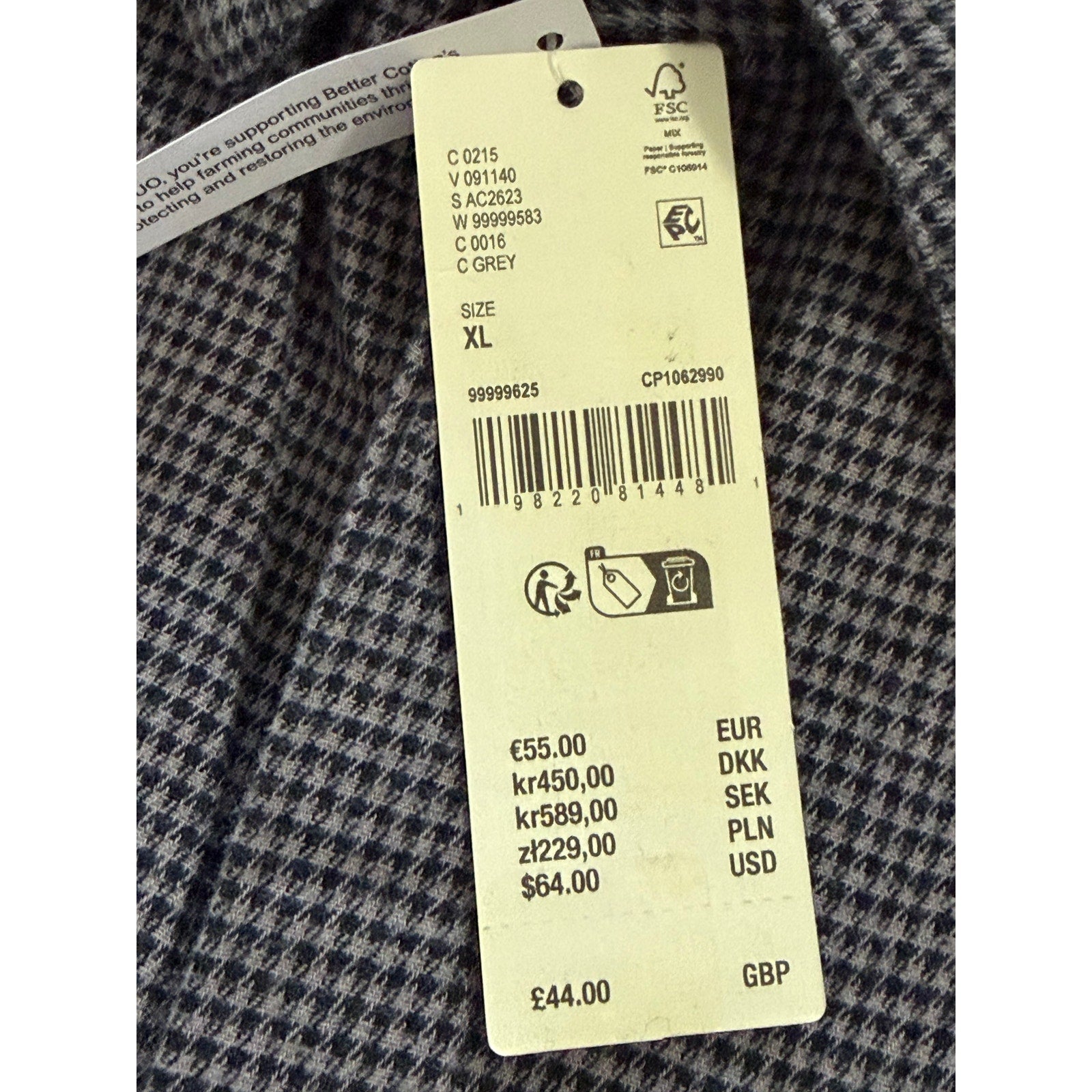 BDG Button-Up Shirt Men's XL Long Sleeve Gray Micro-Houndstooth