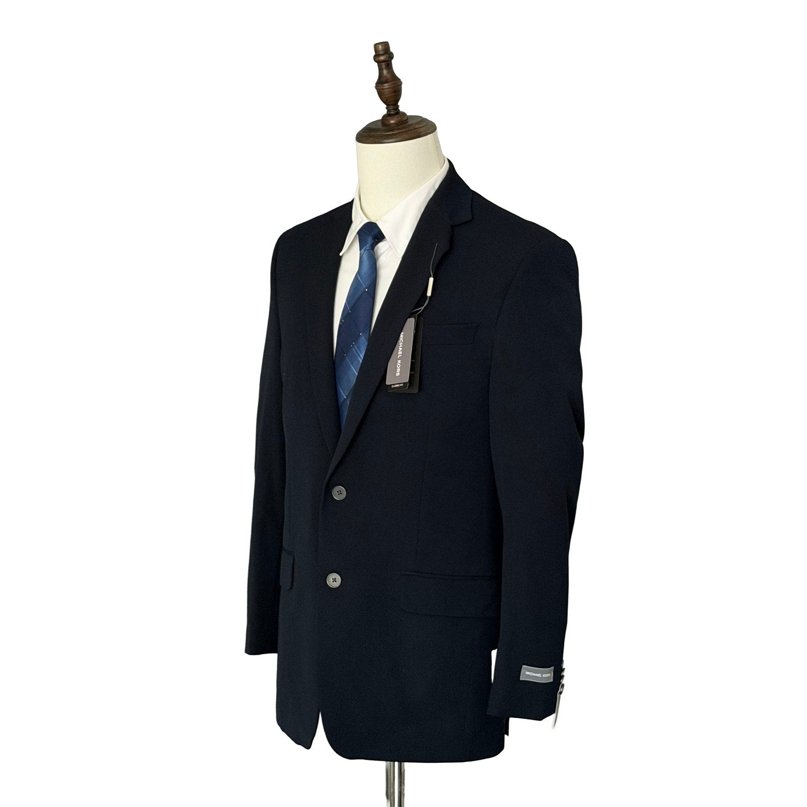 Michael Kors Suit Jacket Men's 38 Long Classic Fit Stretch Fabric Navy Blue