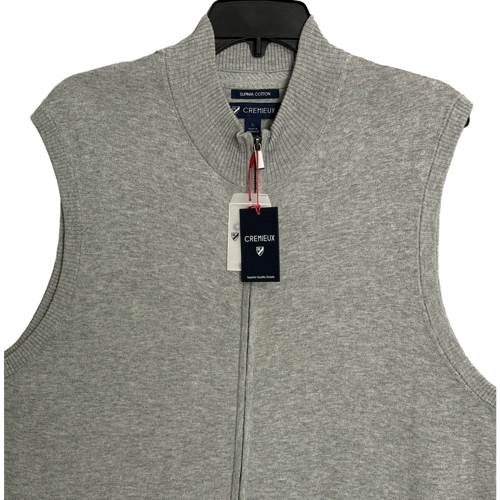 Daniel Cremieux Sweater Vest Men's Large Full Zip Cotton Cashmere Blend Grey Heather