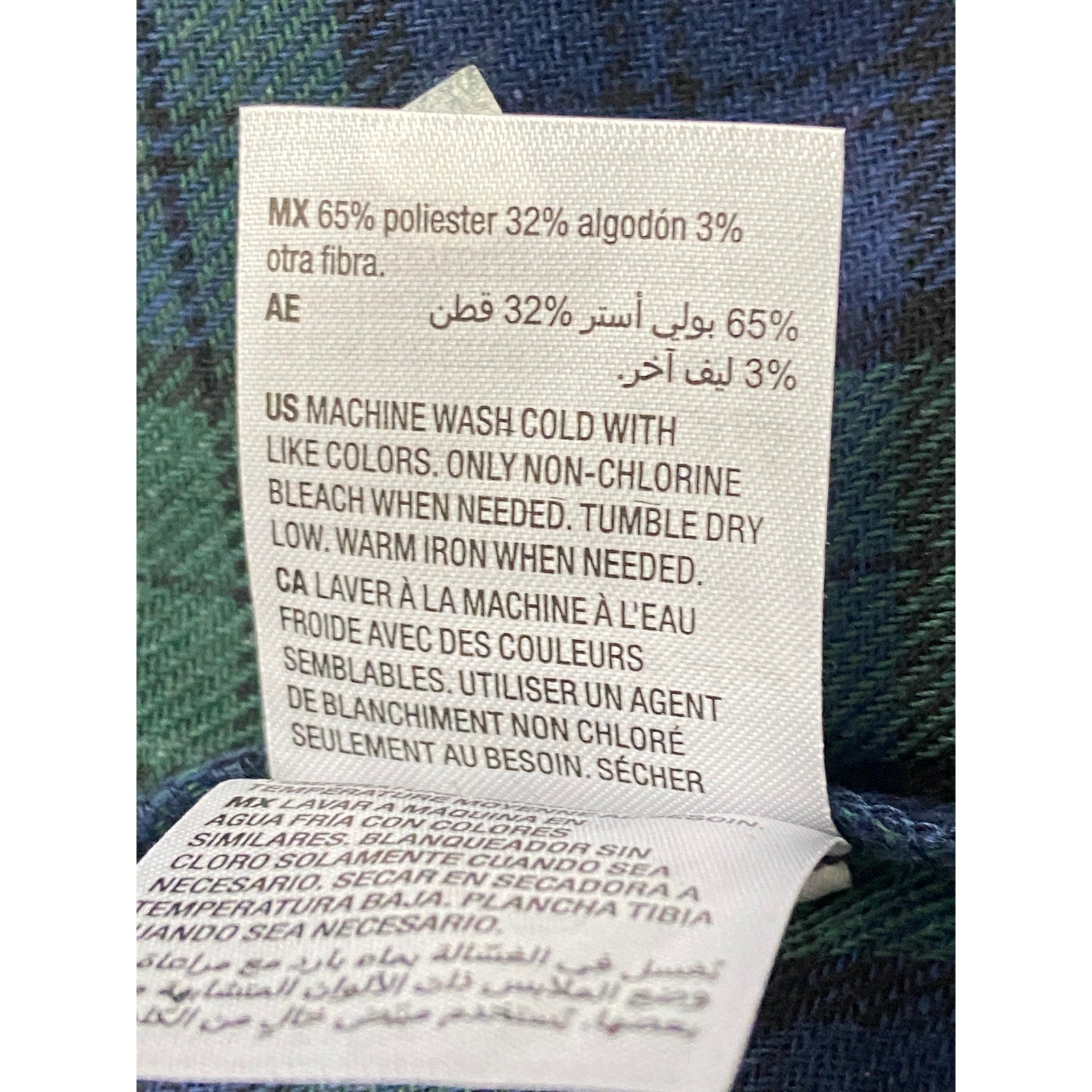 Club Room Men's Robe Size L/XL Plaid Shawl Collar Flannel Robe Navy/Green