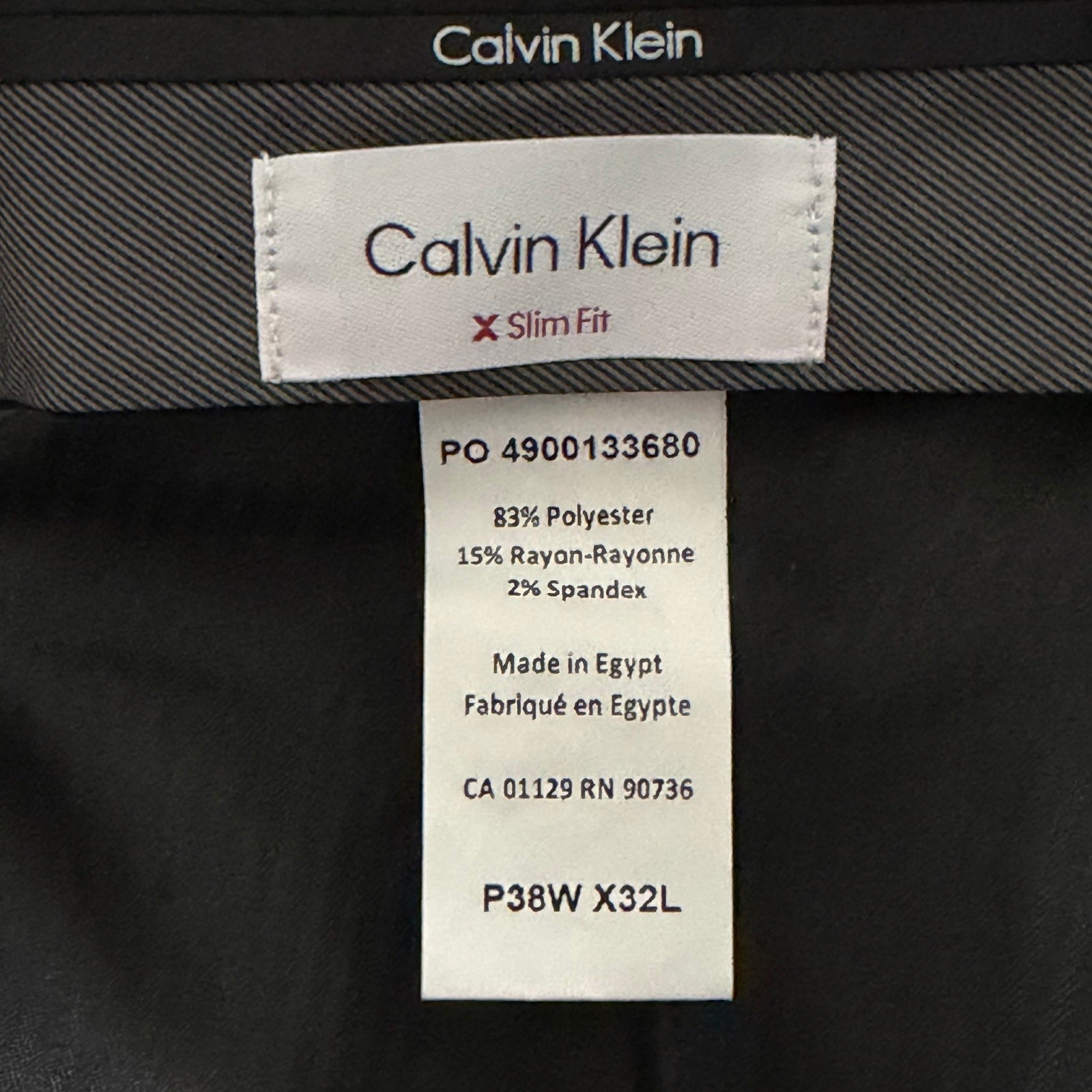 Calvin Klein Dress Pants Men's 38"x32" Slim Fit Stretch Jerome Medium Grey