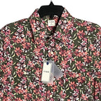 Rowm Men's Shirt Medium Casual Short Sleeve Pockets Pink Gray Floral UPF 30+