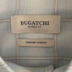Bugatchi Dress Shirt Men's Small Long Sleeve Button-Up Blue Gray Window Pane