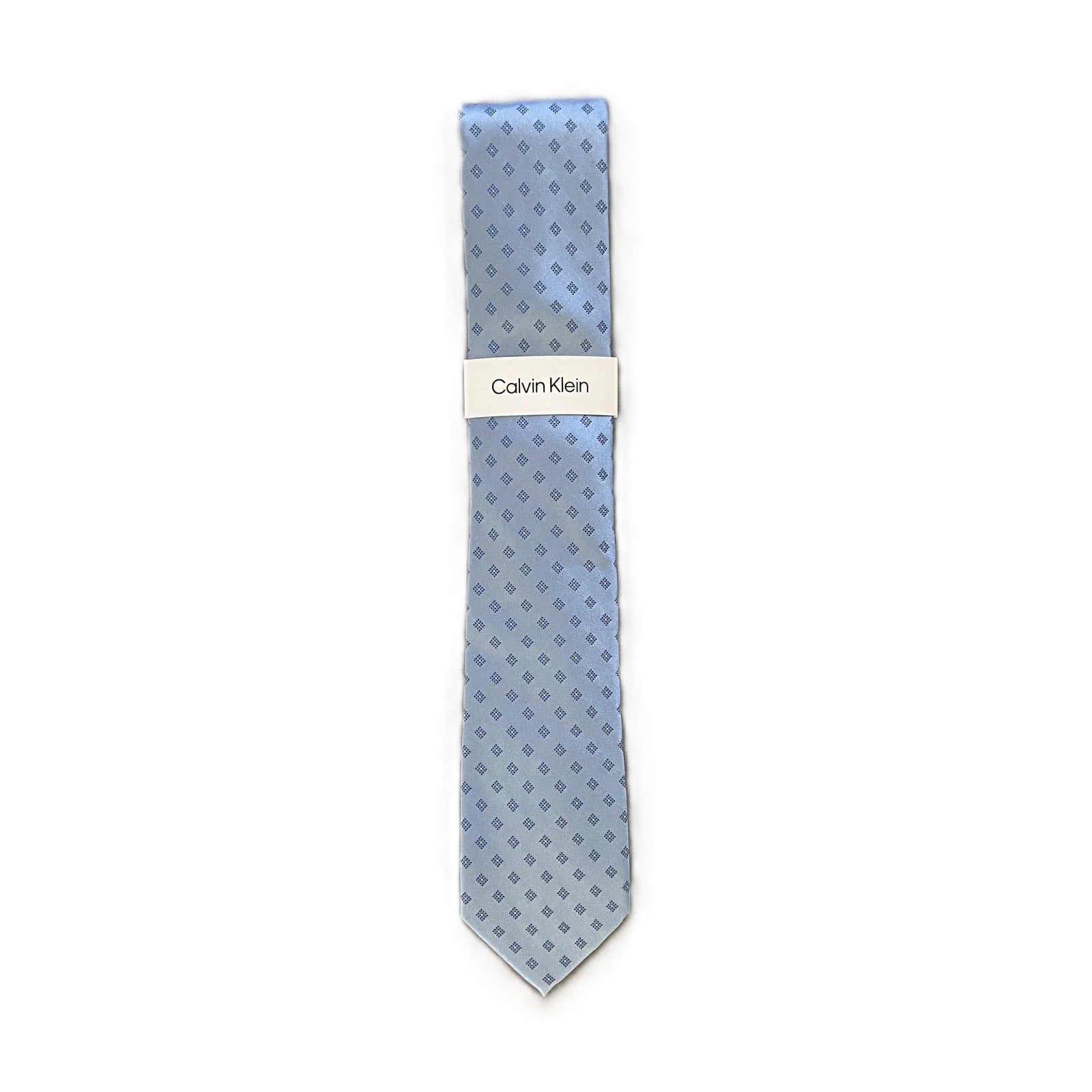 Calvin Klein Necktie Silk Blend Classic Width and Length Blue Geo