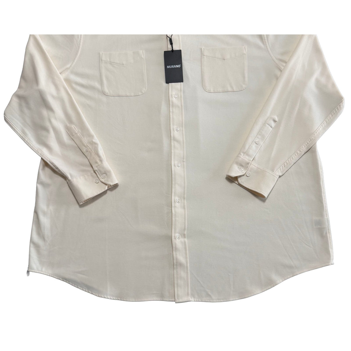 Murano Woven Shirt Men's 4XT Big & Tall Solid Long Sleeve Pockets Ecru