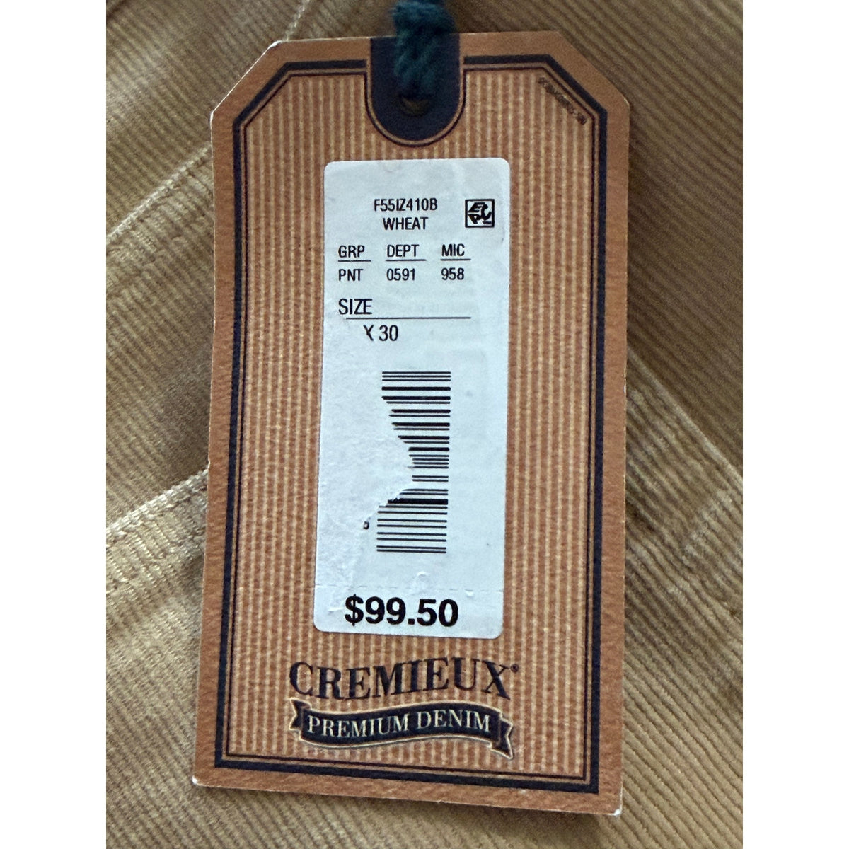Daniel Cremieux Corduroy Pants Men's 46"x30" Straight Fit Stretch Wheat