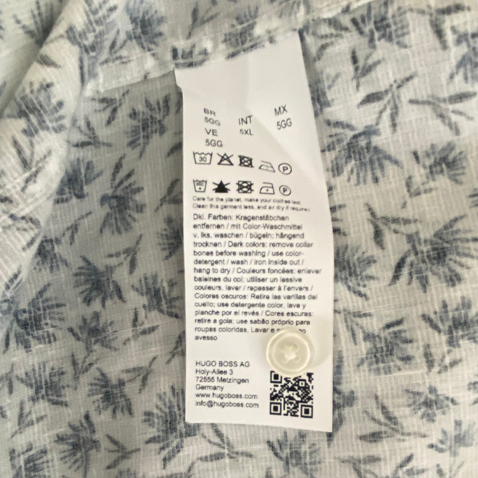 Boss Shirt Men's 5XL Big & Tall Short Sleeve Stretch Linen Shirt Blue Floral