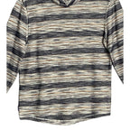 Rowm Long Sleeve Hoodie Men's Small Gray Brown Stripe Cotton