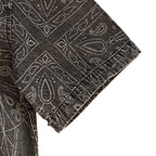 Armani Exchange Shirt Men's Large Regular Fit Short Sleeve Charcoal Paisley