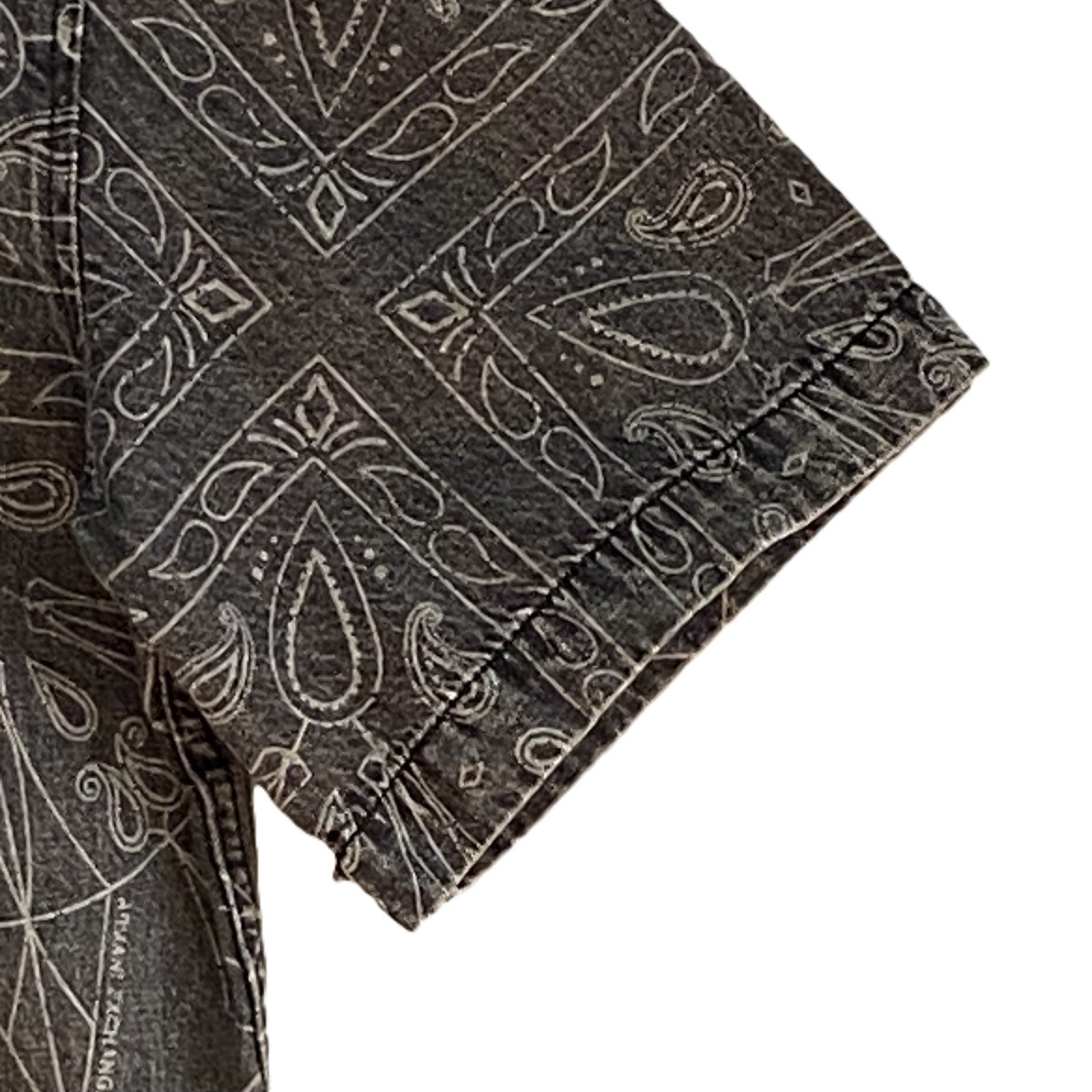 Armani Exchange Shirt Men's Large Regular Fit Short Sleeve Charcoal Paisley