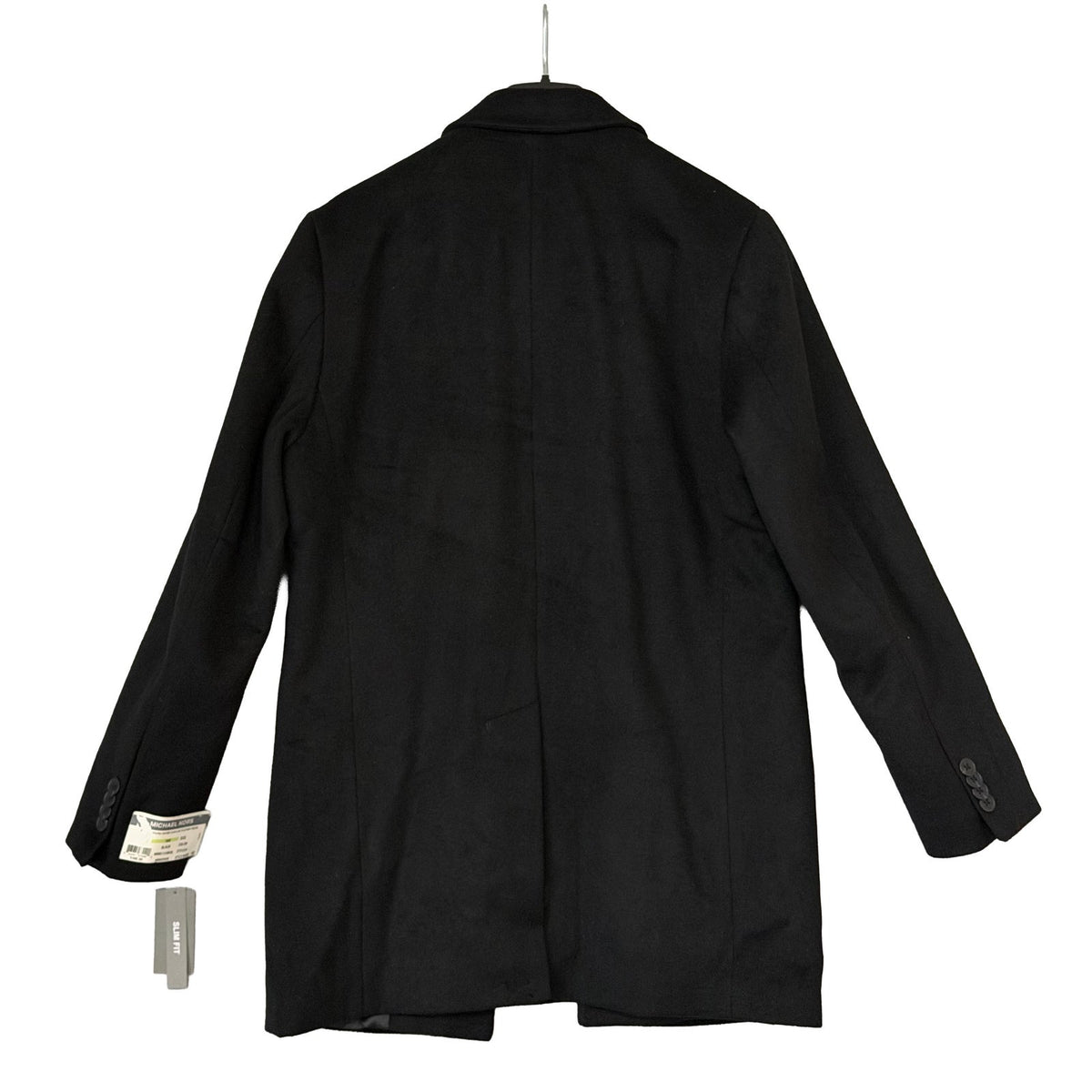 Michael Kors Hanover Overcoat Men's 38 Regular Slim Fit Wool Blend Black